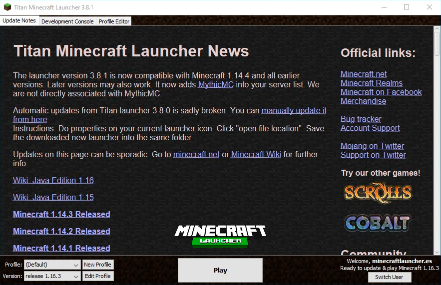 titan launcher minecraft